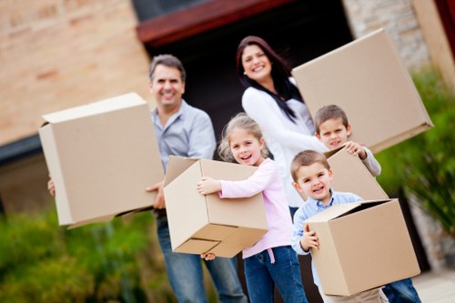 Organized unpacking process in a new home