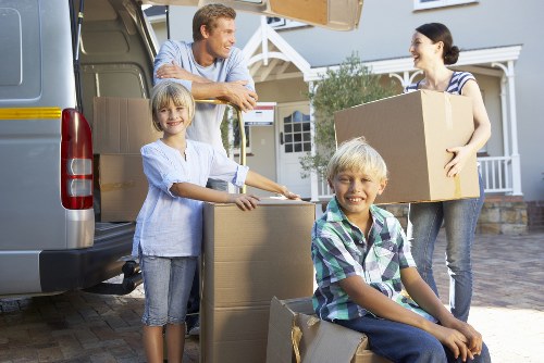 Securely packed belongings ready for moving truck transport
